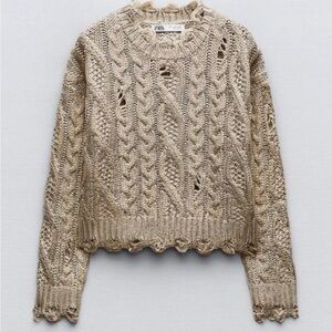 Zara Metallic Distressed Sweater